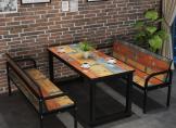 复古主题餐厅饭店火锅桌椅漫咖啡奶茶小吃店烘培快餐桌椅组合卡座